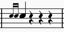 Example of a pair of sixteenth grace notes preceding a quarter note