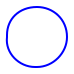 A white circle of radius 15 designated by a thin blue line along its circumference